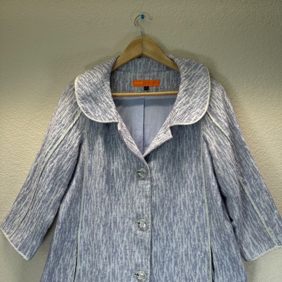 Cynthia Steffe Textured Long Coat Womens M Pockets Lined Silk Blend Business - Picture 5 of 16